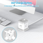 Power Strip with USB, Flat Plug Extension Cord with 4 Outlets and 3 USB(1 USB C), 5 FT Power Cord Desktop Charging Station, Overload Protection, Compact Portable for Travel Home Office
