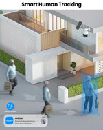 2K Solar Security Camera Wireless Wifi, Outdoor Camera for Home Security,Auto Tracking ,Smart Siren Spotlights, Works with Alexa/Google Assistant