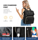 Laptop Backpack Women, 15.6 Inch Work Backpack Woman for Teacher Nurse Bags, Computer College Backpack Purse, Waterproof Anti-Theft Travel Back Pack with USB Charging Port, Black
