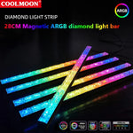 COOLMOON ARGB LED Strip Light 5V 3Pin Small 4Pin Diamond Magnetic Colorful Atmosphere DIY Lamp Bar for PC Computer Case Chassis