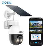 2K Solar Security Camera Wireless Wifi, Outdoor Camera for Home Security,Auto Tracking ,Smart Siren Spotlights, Works with Alexa/Google Assistant