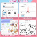 Portable Printer, Mini Pocket Wireless Bluetooth Thermal Printers with 6 Rolls Printing Paper for Android Ios Smartphone, BT Inkless Printing Gift for Label Receipt Photo Notes Study Home Office