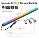 COOLMOON ARGB LED Strip Light 5V 3Pin Small 4Pin Diamond Magnetic Colorful Atmosphere DIY Lamp Bar for PC Computer Case Chassis
