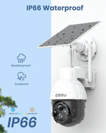 2K Solar Security Camera Wireless Wifi, Outdoor Camera for Home Security,Auto Tracking ,Smart Siren Spotlights, Works with Alexa/Google Assistant