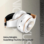 New Fashionable Cool Anime Arknights Exusiaie Wireless Gold Bluetooth Headset Head Mounted Plug in Card Mobile Phone Headphones