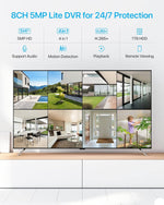 3K Lite Home Security Camera System with AI Human Vehicle Detection, H.265+ 8CH CCTV DVR and 8 X 1080P Wired Outdoor Indoor Bullet Dome Cameras, Remote Access, Alert Push (1TB Hard Drive)