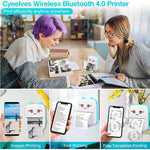 Portable Printer, Mini Pocket Wireless Bluetooth Thermal Printers with 6 Rolls Printing Paper for Android Ios Smartphone, BT Inkless Printing Gift for Label Receipt Photo Notes Study Home Office