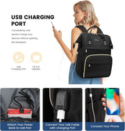 Laptop Backpack Women, 15.6 Inch Work Backpack Woman for Teacher Nurse Bags, Computer College Backpack Purse, Waterproof Anti-Theft Travel Back Pack with USB Charging Port, Black