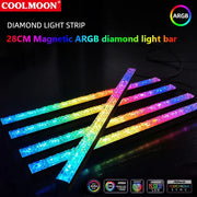 COOLMOON ARGB LED Strip Light 5V 3Pin Small 4Pin Diamond Magnetic Colorful Atmosphere DIY Lamp Bar for PC Computer Case Chassis