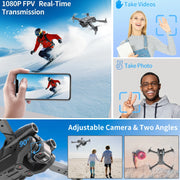 RC Drone with HD Camera, Foldable Quadcopter, Dual Batteries, 30-Min Flight, Altitude Hold, Gesture Control