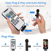 Wireless Lavalier Microphone for Iphone - Lapel Microphone Wireless Microphone with Clip Mini Lapel Mic for External Recording Video Recording