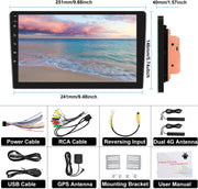 8 Core 4G+64G Carplay Car Stereo 10.1 Inch Double Din Android IPS Touch Screen Car Radio with Android Auto GPS Navigation/Wifi & 4G/Bluetooth 5.0/Fm/Am/Rds/Eq/Dsp/Mirror Link/Dual USB/SWC