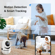 Portable 1080P 360° Surveillance Camera with Night Vision, White