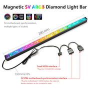 COOLMOON ARGB LED Strip Light 5V 3Pin Small 4Pin Diamond Magnetic Colorful Atmosphere DIY Lamp Bar for PC Computer Case Chassis