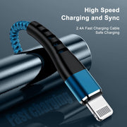 2Pack for Iphone Charger Cord 3FT, Lighting Cable 3 Feet to USB Charging Cable, Nylon Braided Charging Cord 3 Foot Compatible with Iphone 14 13 12 11 X XS XR Pad - Blue