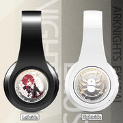 New Fashionable Cool Anime Arknights Exusiaie Wireless Gold Bluetooth Headset Head Mounted Plug in Card Mobile Phone Headphones