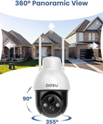 2K Solar Security Camera Wireless Wifi, Outdoor Camera for Home Security,Auto Tracking ,Smart Siren Spotlights, Works with Alexa/Google Assistant