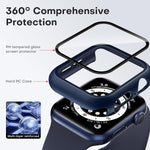 2 Pack Hard Case for Apple Watch Se/Se2/Series 6/5/4 40Mm, with PC Tempered Glass Screen Protector, [Scristant Resistant], [Overall Protection] Slim Cover for Iwatch S6/S5/S4 40Mm, Blue