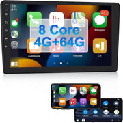 8 Core 4G+64G Carplay Car Stereo 10.1 Inch Double Din Android IPS Touch Screen Car Radio with Android Auto GPS Navigation/Wifi & 4G/Bluetooth 5.0/Fm/Am/Rds/Eq/Dsp/Mirror Link/Dual USB/SWC