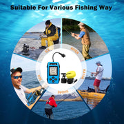 Portable Fish Finder, Handheld Fish Depth Finder Contour Readout Fishfinder Ice Kayak Shore Boat Fishing Fish Detector Device with Sonar Sensor Transducer and LCD Display Gear Fish Depth Finder