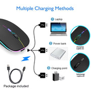 Bluetooth Mouse 2.4Ghz Wireless Mouse Mice Rechargeable Mouse Silent Mouse LED Backlit USB Gaming Mouse 1600DPI for PC Laptop