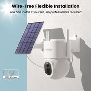 3K/5MP Security Cameras Wireless Outdoor,Solar Powered 400-Lumen Spotlight Camera,360°Pan/Tilt Surveillance,Night Vision,2.4G Wifi Camera,Auto Tracking,Ai Human/Vehicle/Pet Detection-2 Pack