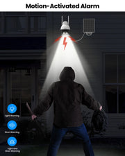 2K Solar Security Camera Wireless Wifi, Outdoor Camera for Home Security,Auto Tracking ,Smart Siren Spotlights, Works with Alexa/Google Assistant