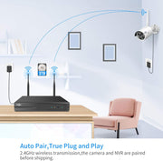 2K Wireless Security Camera System, 10CH NVR Kit,8Pcs 3MP Wifi Surveillance Cameras for Home Indoor/Outdoor Use,Night Vision,Waterproof, Motion Detection, 3TB Hard Drive and DC Power Included