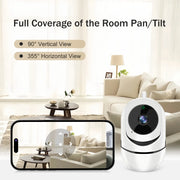 Portable 1080P 360° Surveillance Camera with Night Vision, White