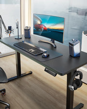 Height Adjustable Electric Standing Desk, 47.2 X 23.6 Inches Sit Stand up Desk, Memory Computer Home Office Desk with Two-Piece Desktop (Black)