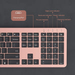 Rechargeable Wireless Keyboard Mouse Combo Full Size Cordless Keyboard & Mouse Sets with Build-In Lithium Battery Ultra Thin Quiet Keyboard Mice (Rose Gold & Black)