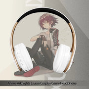 New Fashionable Cool Anime Arknights Exusiaie Wireless Gold Bluetooth Headset Head Mounted Plug in Card Mobile Phone Headphones