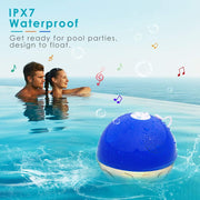 Bluetooth Speakers with RGBW Lights, Crystal Clear Stereo Sound,Dual Drivers,Rich Bass, IPX7 Waterproof, 50Ft Wireless Range, Built-In Mic, Portable Floating Speaker for Pool Hot Tub Spa Shower Travel