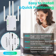 Wifi Extender Booster,Wifi Extenders Signal Booster for Home Cover up to 12880 Sq. Ft & 105 Devices, Wifi Extender, 1200Mbps Wifi Amplifier, Wifi Range Extender, Wifi Booster, Internet Booster