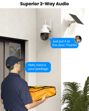 2K Solar Security Camera Wireless Wifi, Outdoor Camera for Home Security,Auto Tracking ,Smart Siren Spotlights, Works with Alexa/Google Assistant