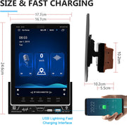 Android Car Stereo 9.5'' HD Vertical Touch Screen AI Intelligent Voice Control Double Din Car Radio with GPS Navigation Bluetooth Three USB FM/RDS Mirror Link Backup Camera External Microphone